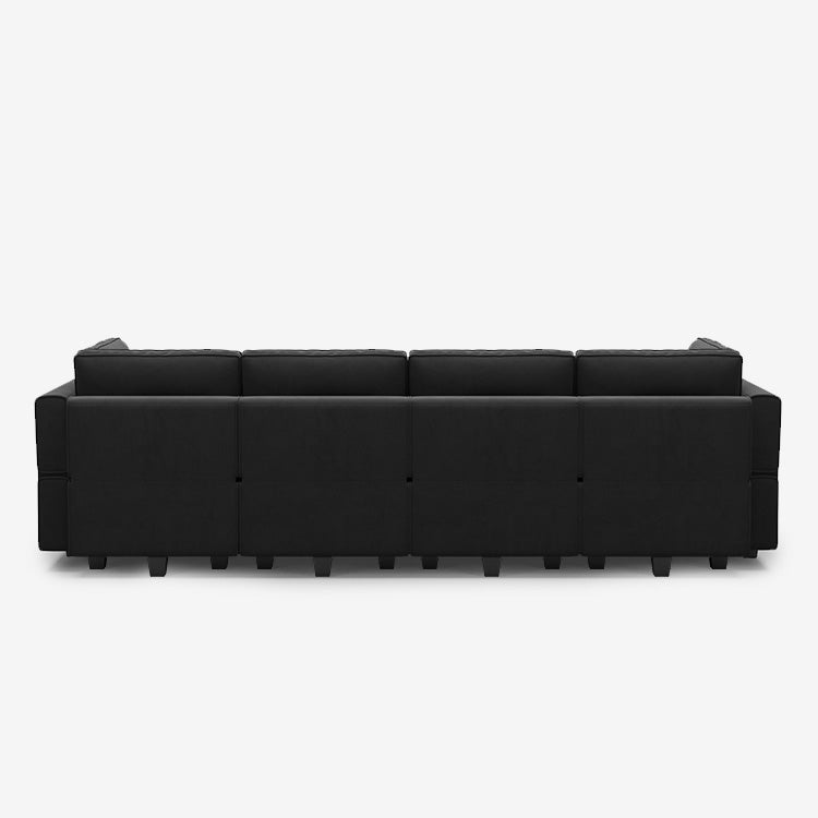 Canapé modulable en velours Belffin 6 places + 8 côtés avec siège de rangement