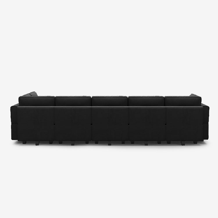 Canapé modulable en velours Belffin 9 places + 8 côtés avec siège de rangement