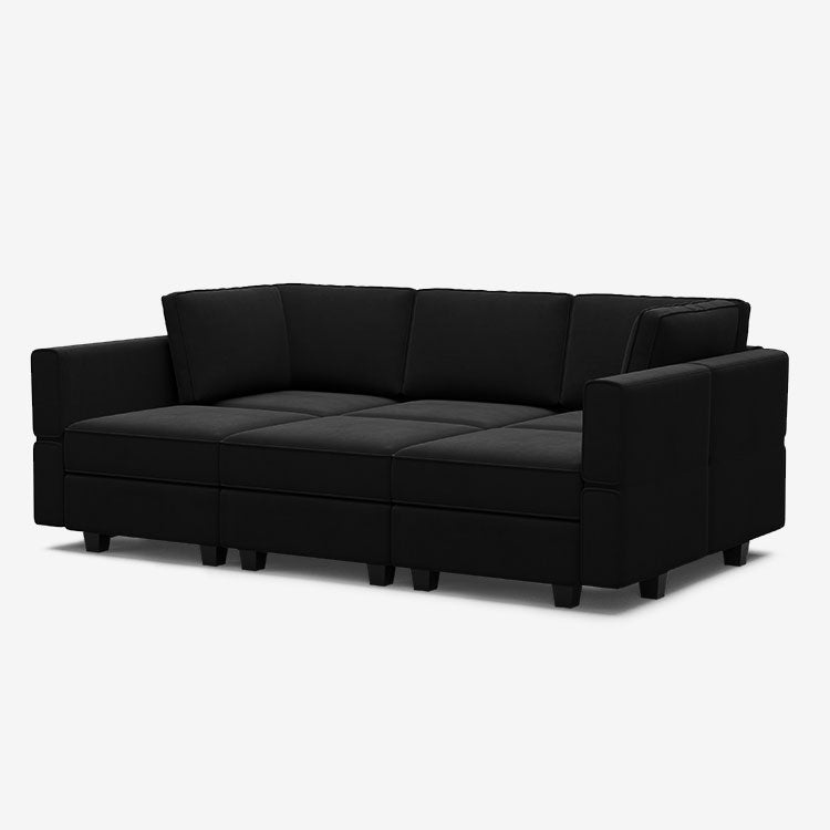 Belffin 6 Seats + 7 Sides Modular Velvet Sleeper Sofa with Storage Seat