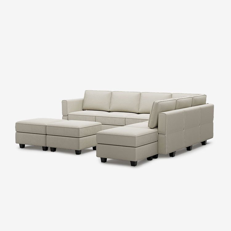 Belffin 7 Seats + 8 Sides Modular Velvet Corner Sofa with Storage Seat and Ottoman