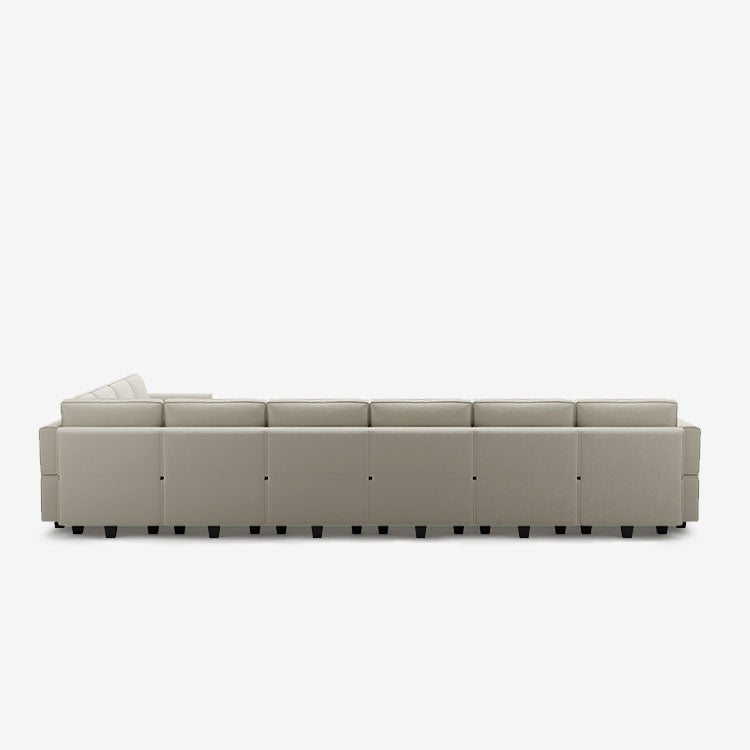 Canapé modulable en velours Belffin 10 places + 12 côtés avec siège de rangement et pouf