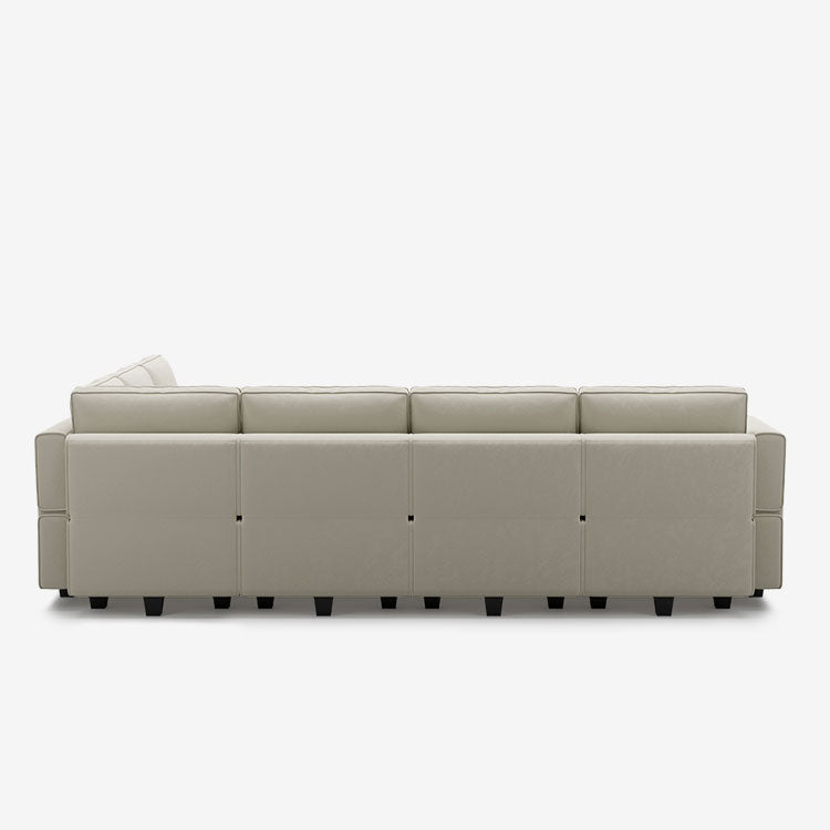 Canapé d'angle modulaire Belffin 6 places + 9 côtés en velours avec siège de rangement et pouf