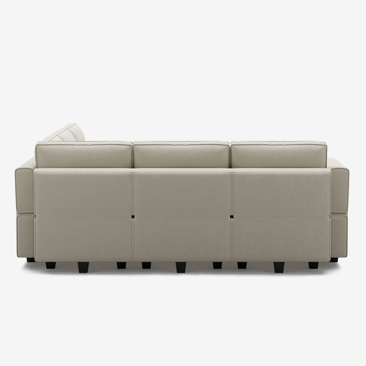 Canapé d'angle modulaire en velours Belffin 5 places + 8 côtés avec siège de rangement et pouf