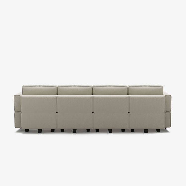 Canapé modulable en velours Belffin 7 places + 6 côtés avec siège de rangement