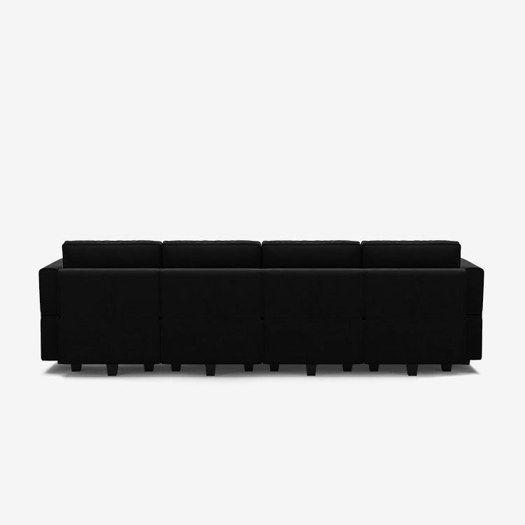 Canapé modulable en velours Belffin 7 places + 6 côtés avec siège de rangement