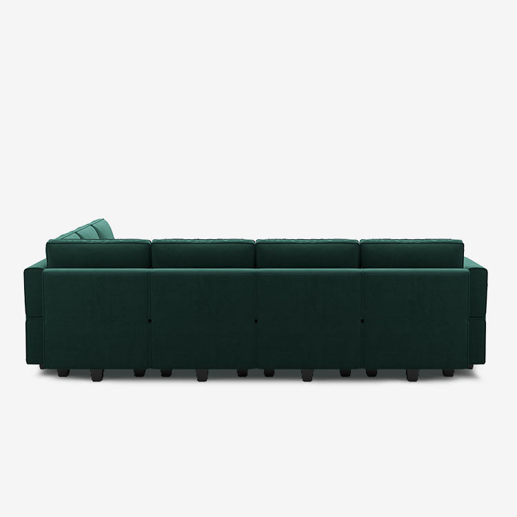 Belffin 7 Seats + 8 Sides Modular Velvet Corner Sofa with Storage Seat and Ottoman