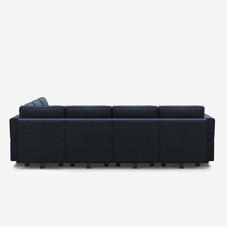 Canapé d'angle modulaire Belffin 6 places + 9 côtés en velours avec siège de rangement et pouf