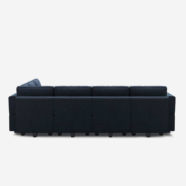 Belffin 7 Seats + 8 Sides Modular Velvet Corner Sofa with Storage Seat and Ottoman