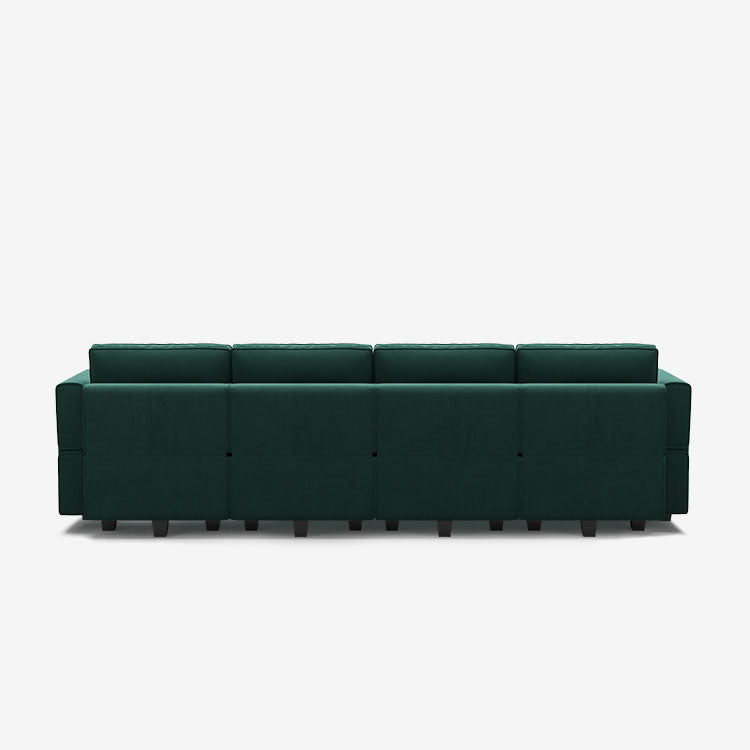 Canapé modulable en velours Belffin 7 places + 6 côtés avec siège de rangement
