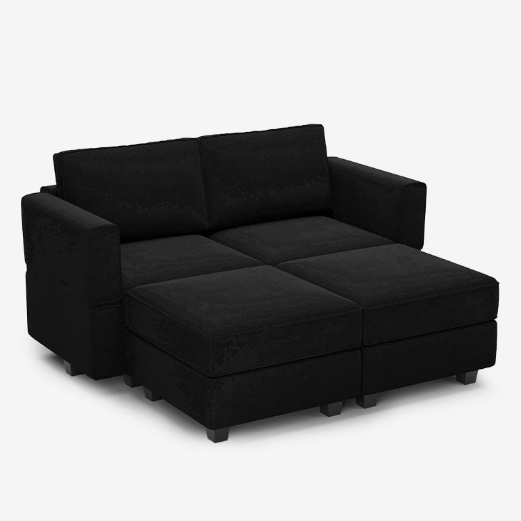 Belffin 4 Seats + 4 Sides Modular Velvet Sleeper Sofa with Storage Seat