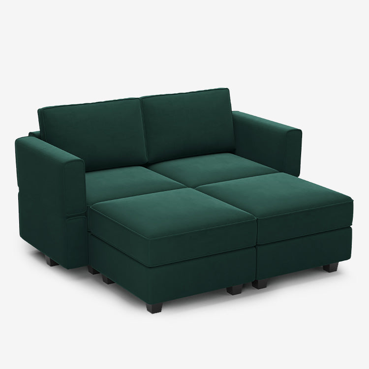 Belffin 4 Seats + 4 Sides Modular Velvet Sleeper Sofa with Storage Seat