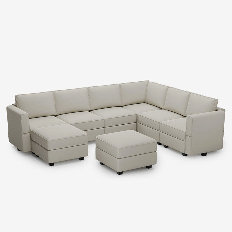 Belffin 7 Seats + 9 Sides Modular Velvet Sofa with Storage Seat and Ottoman