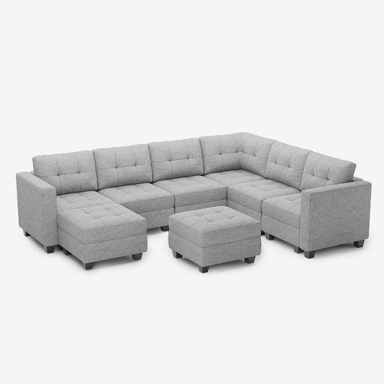 Belffin 7 Seats + 9 Sides Modular Weave Sofa with Ottoman