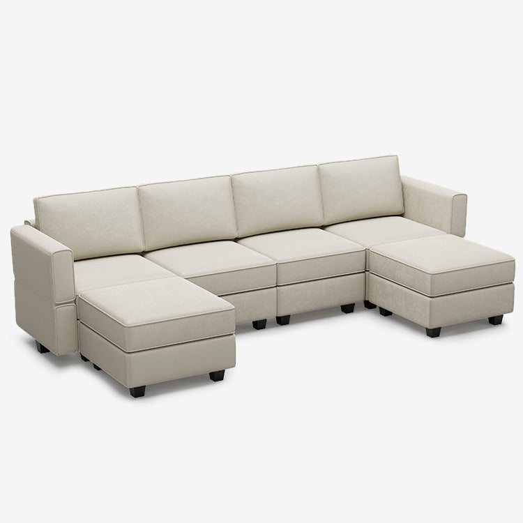 Canapé modulable en velours Belffin 6 places + 6 côtés avec siège de rangement