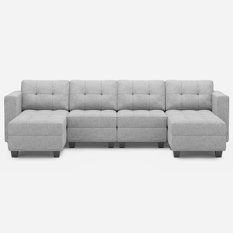 Belffin 6 Seats + 6 Sides Modular Weave Sofa with Storage Seat