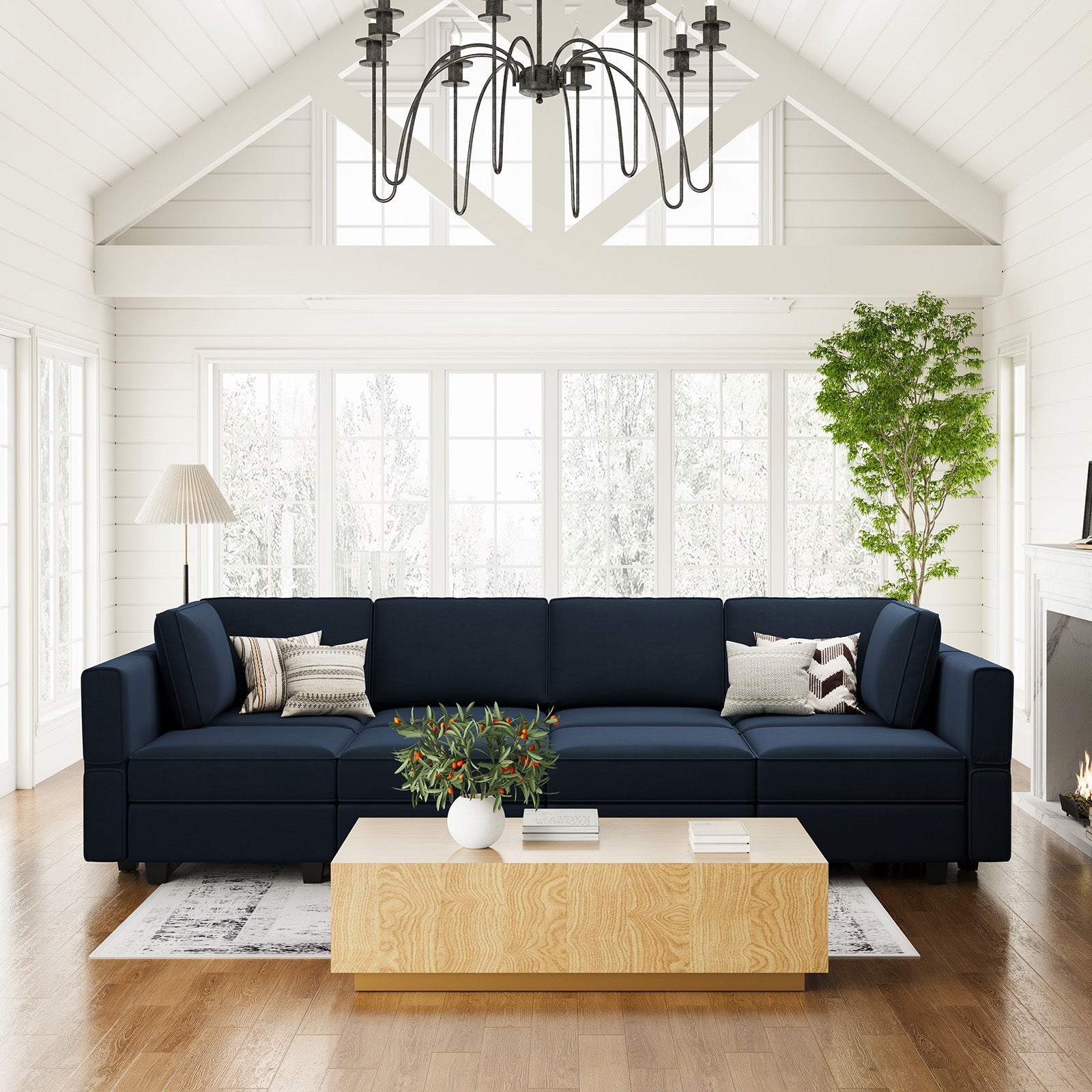 Belffin 8 Seats + 8 Sides Modular Velvet Sleeper Sofa with Storage Seat