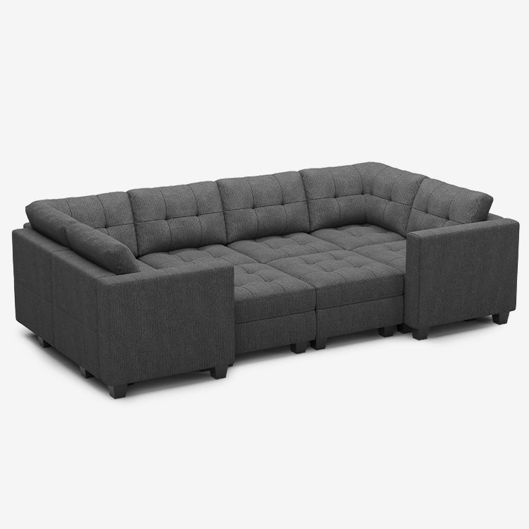 Canapé-lit modulaire Belffin 8 places + 10 côtés avec siège de rangement