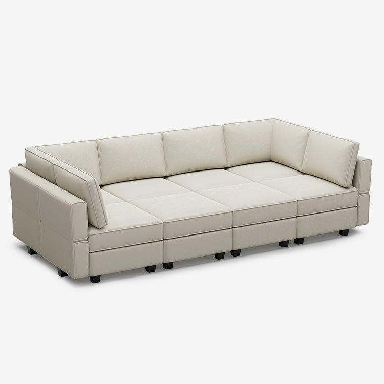 Belffin 8 Seats + 8 Sides Modular Velvet Sleeper Sofa with Storage Seat