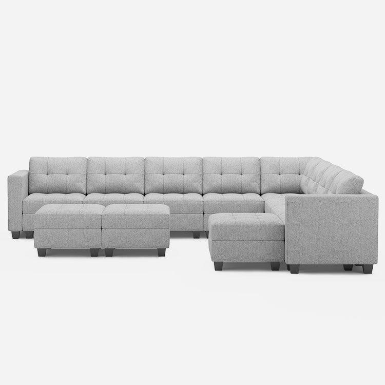 Belffin 9 Seats + 11 Sides Modular Weave Sofa with Storage Seat and Ottoman