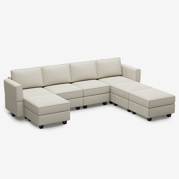 Canapé modulable en velours Belffin 7 places + 6 côtés avec siège de rangement