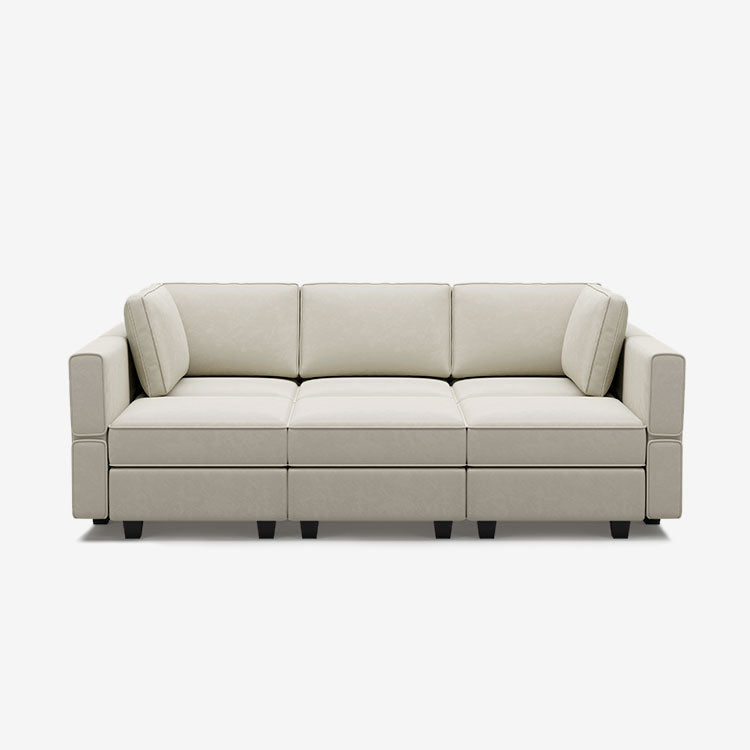 Belffin 6 Seats + 7 Sides Modular Velvet Sleeper Sofa with Storage Seat