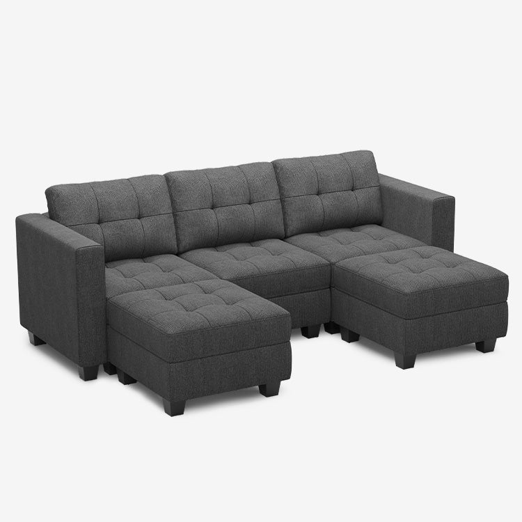 Belffin 5 Seats + 5 Sides Modular Weave Sofa with Storage Seat