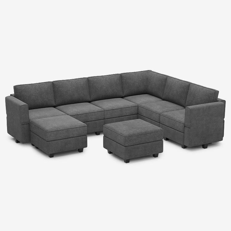 Belffin 7 Seats + 9 Sides Modular Terry Sofa with Storage Seat and Ottoman