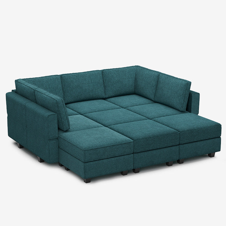 Belffin 9 Seats + 7 Sides Modular Terry Sleeper Sofa with Storage Seat
