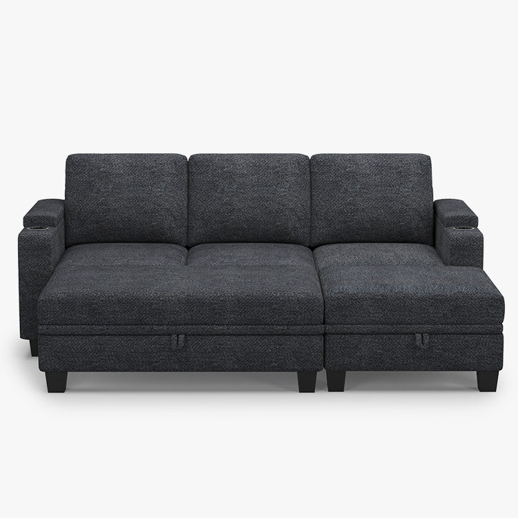 Belffin Modular 3 Seater Modular Chenille Sleeper Sofa