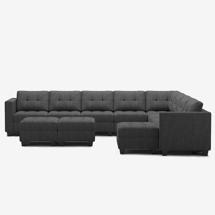 Belffin 9 Seats + 11 Sides Modular Weave Sofa with Storage Seat and Ottoman