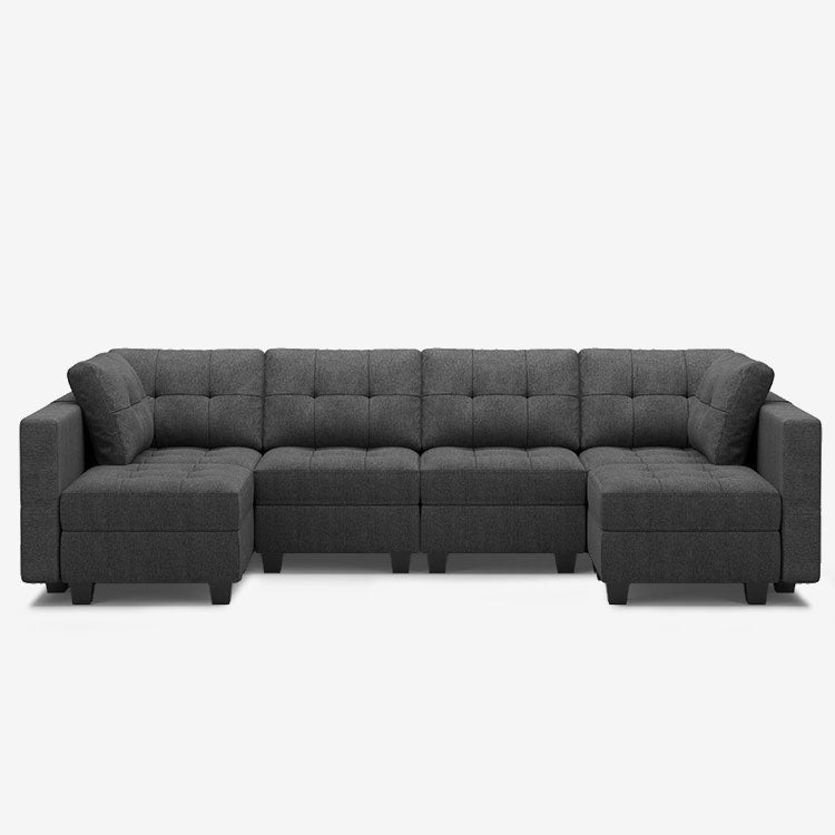 Belffin 6 Seats + 8 Sides Modular Weave Sofa with Storage Seat