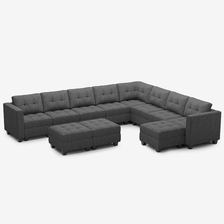 Belffin 9 Seats + 11 Sides Modular Weave Sofa with Storage Seat and Ottoman