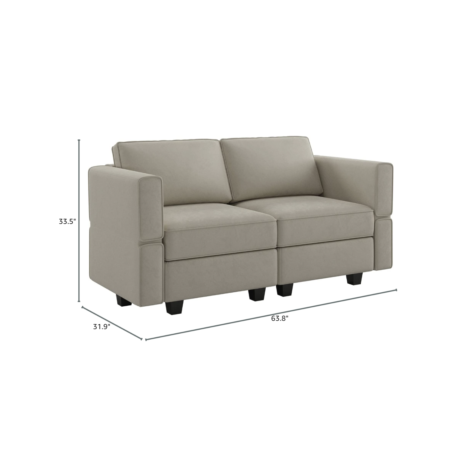 Belffin 2 Seats + 4 Sides Modular Velvet Loveseat Sofa