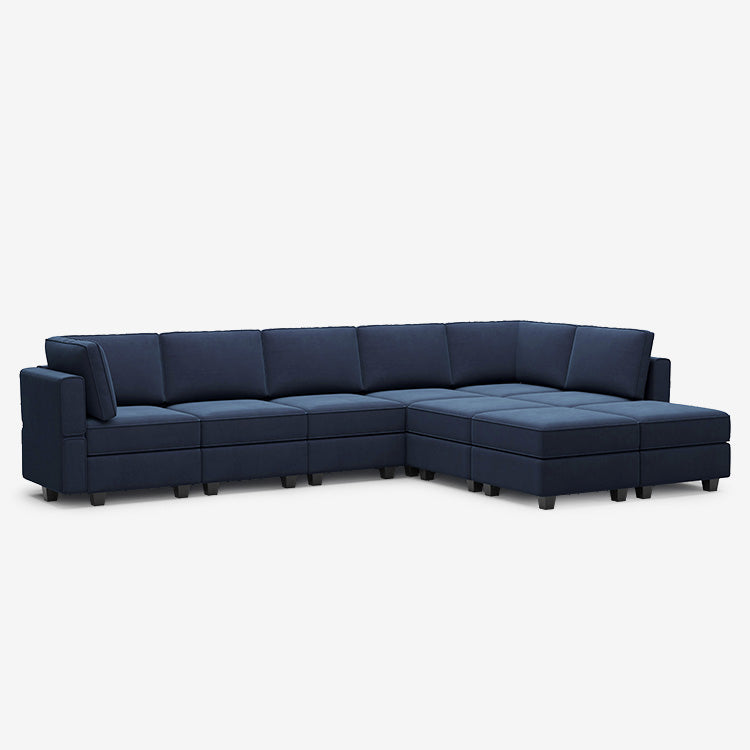 Canapé modulable en velours Belffin 9 places + 8 côtés avec siège de rangement