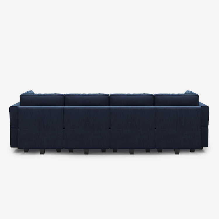 Canapé modulable en velours Belffin 6 places + 8 côtés avec siège de rangement