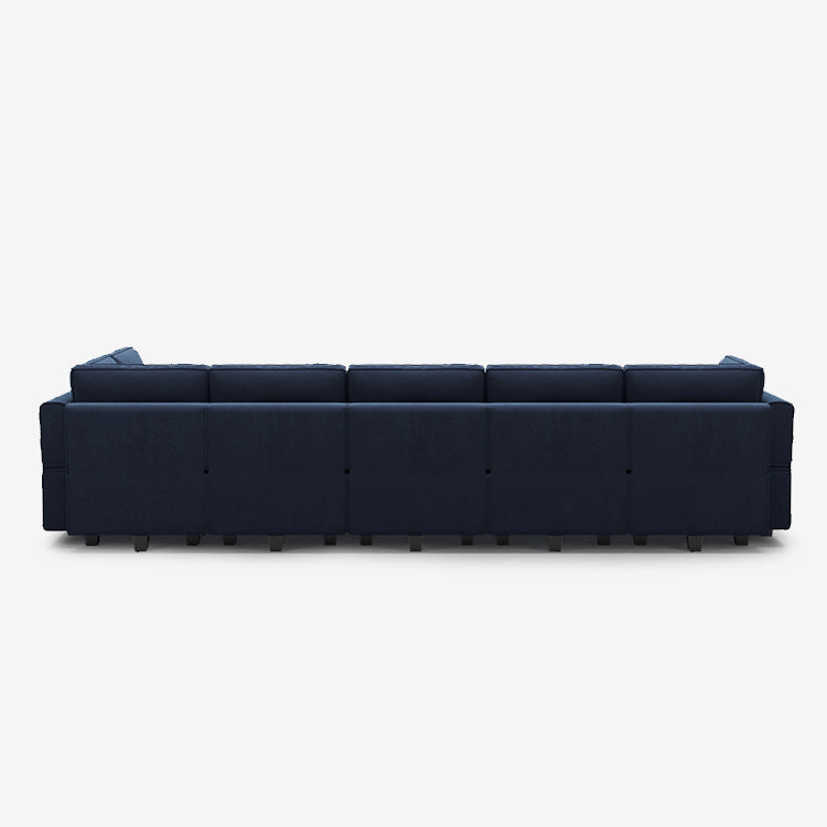 Canapé modulable en velours Belffin 9 places + 8 côtés avec siège de rangement