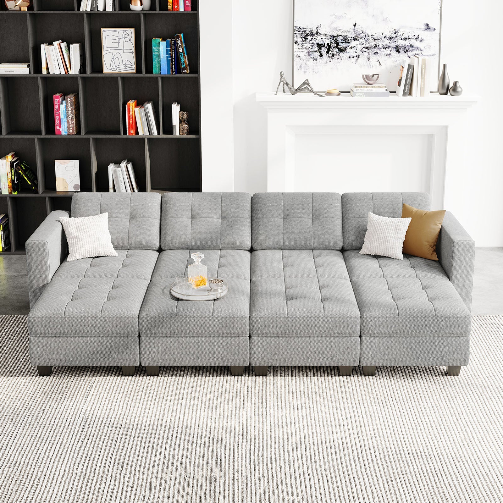 Canapé-lit modulaire Belffin 8 places + 6 côtés avec siège de rangement