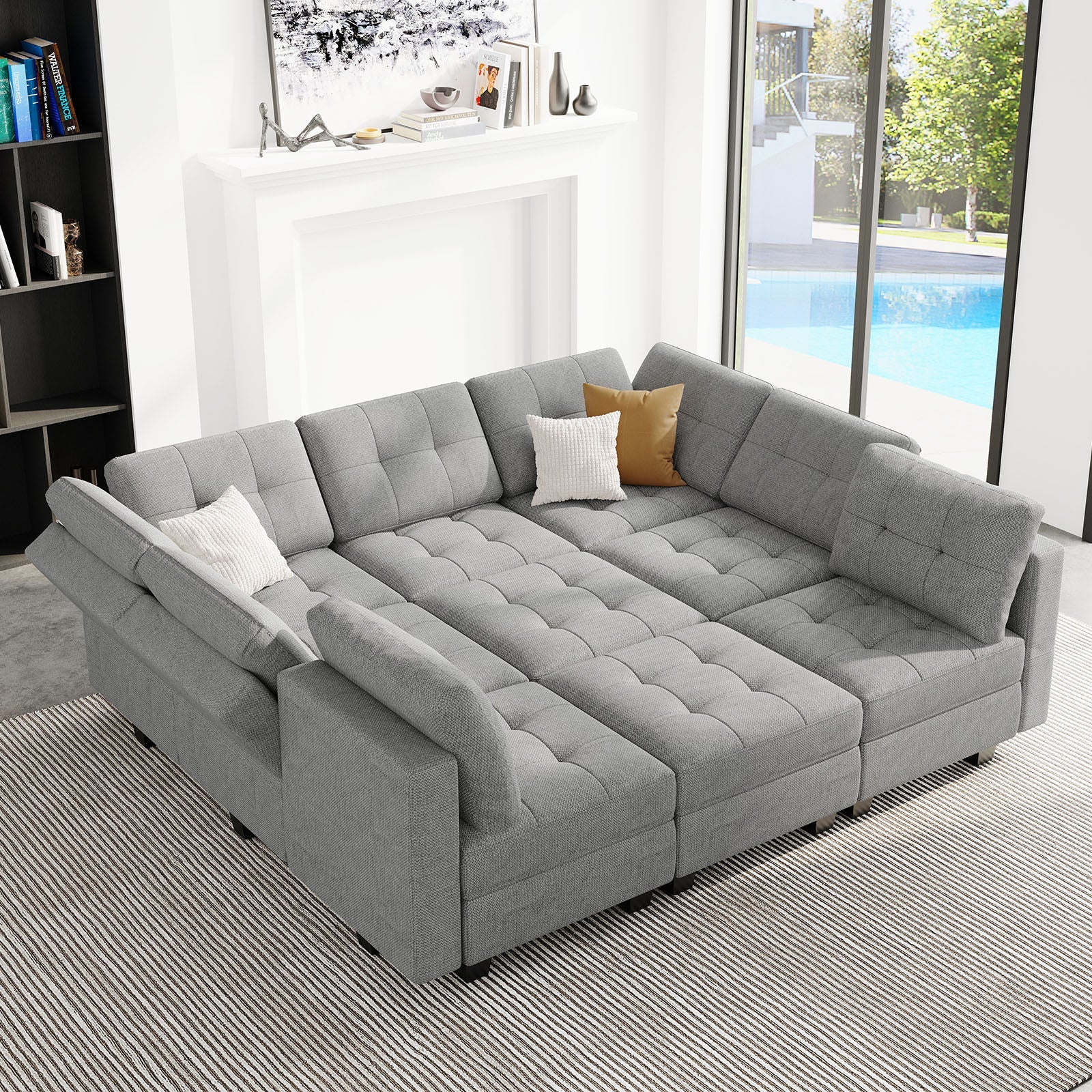Belffin 9 Seats + 9 Sides Modular Weave Sofa with Storage Seat