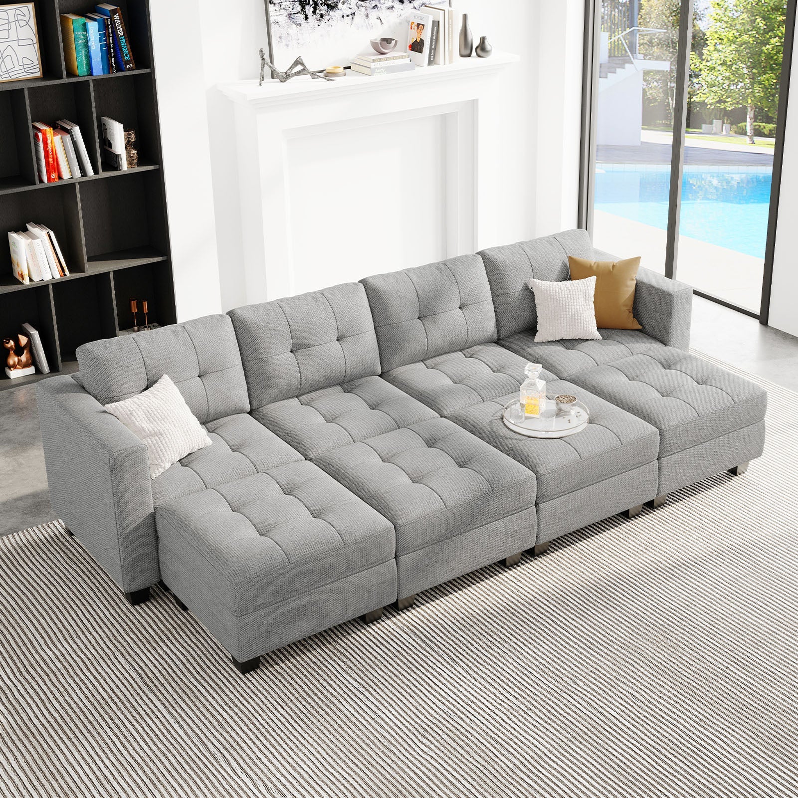 Canapé-lit modulaire Belffin 8 places + 6 côtés avec siège de rangement