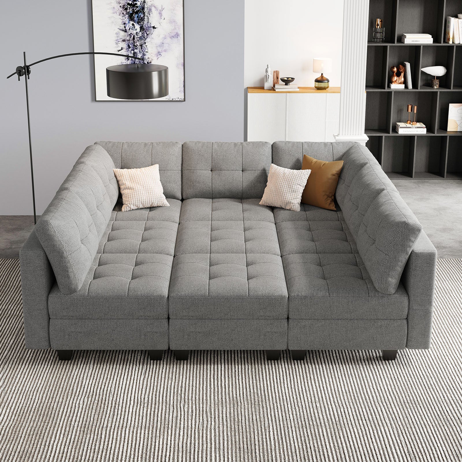 Belffin 9 Seats + 9 Sides Modular Weave Sofa with Storage Seat
