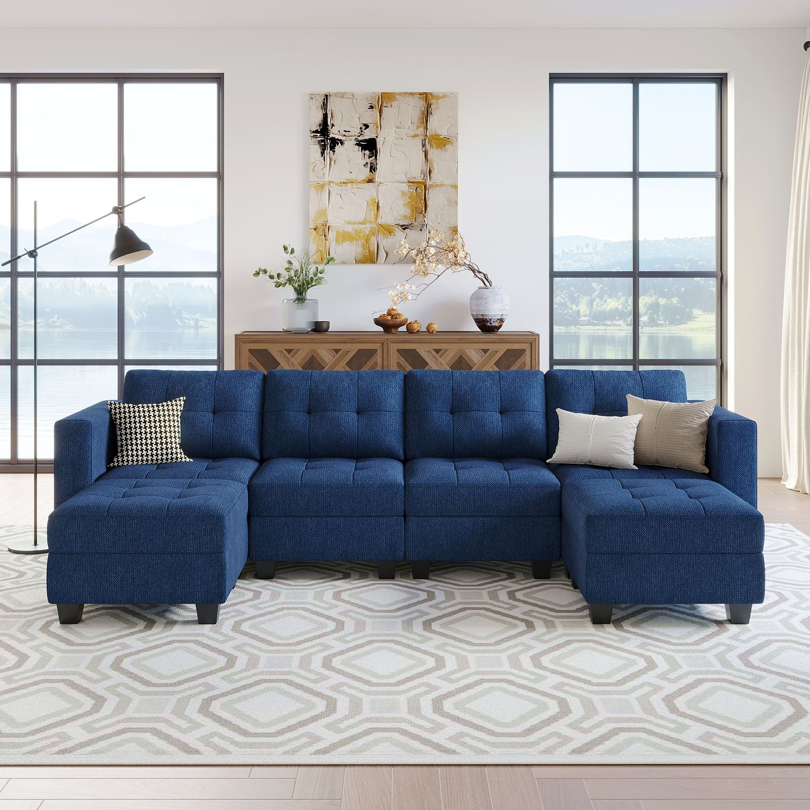 Belffin 6 Seats + 6 Sides Modular Weave Sofa with Storage Seat