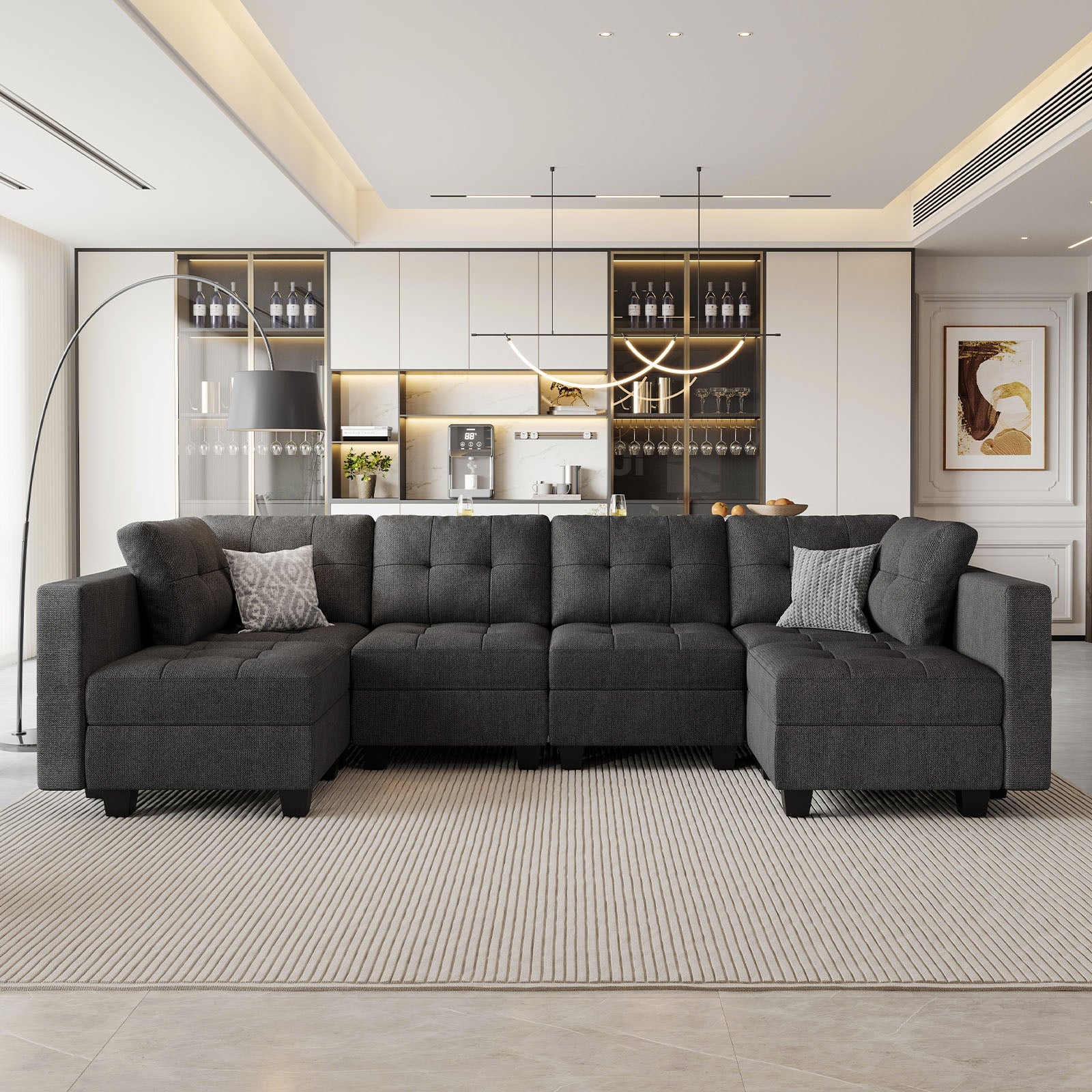 Belffin 6 Seats + 8 Sides Modular Weave Sofa with Storage Seat