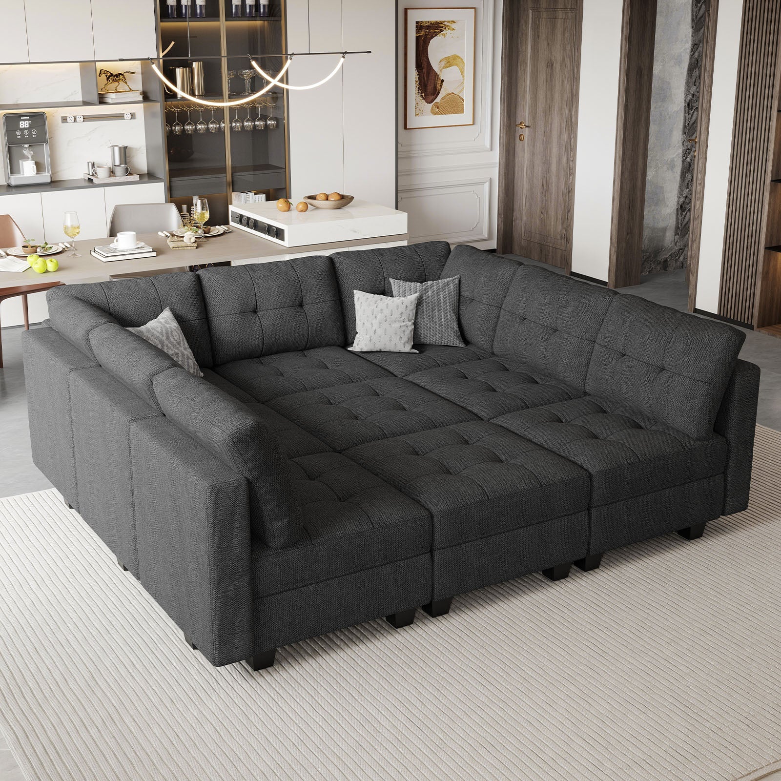 Belffin 9 Seats + 9 Sides Modular Weave Sofa with Storage Seat