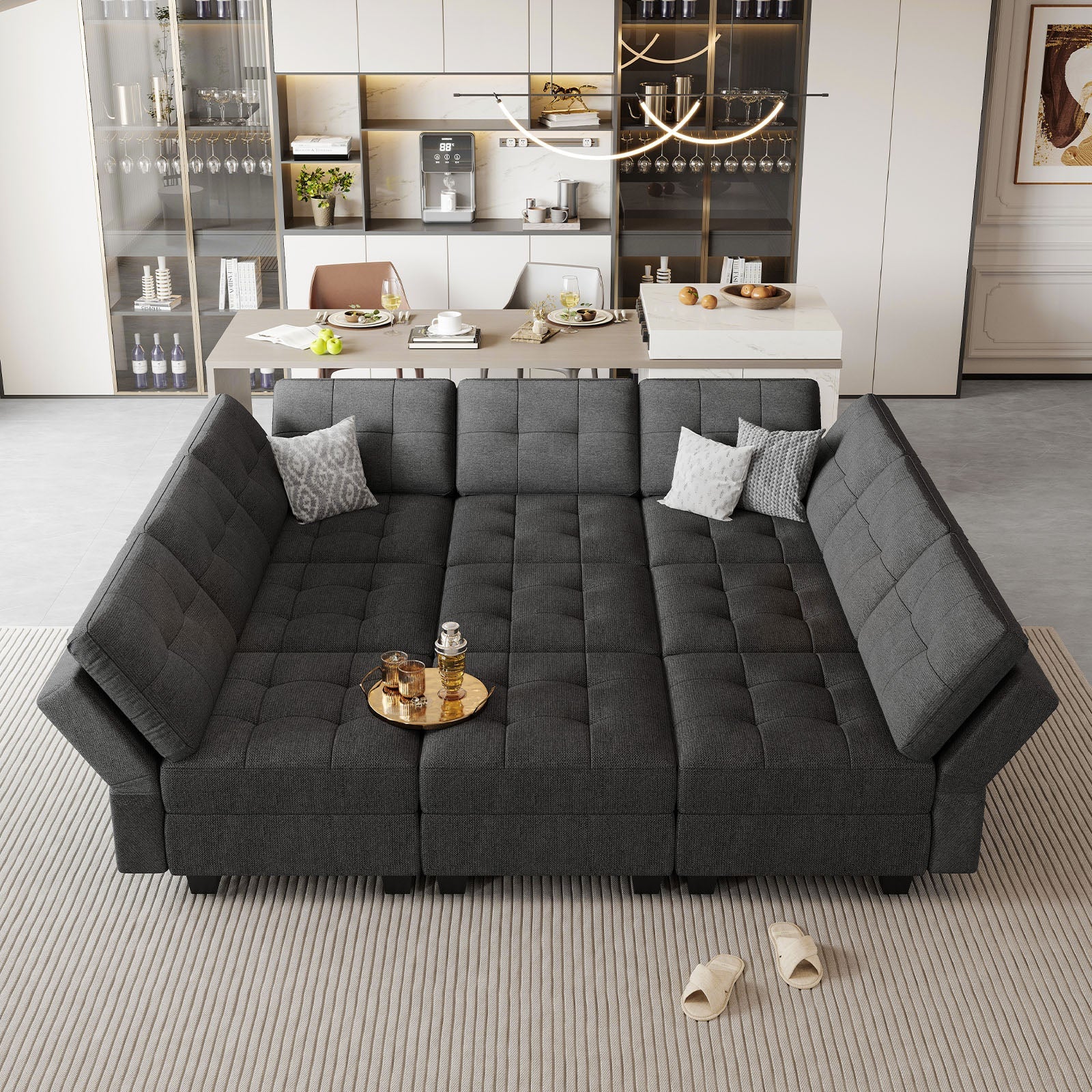 Belffin 9 Seats + 9 Sides Modular Weave Sofa with Storage Seat