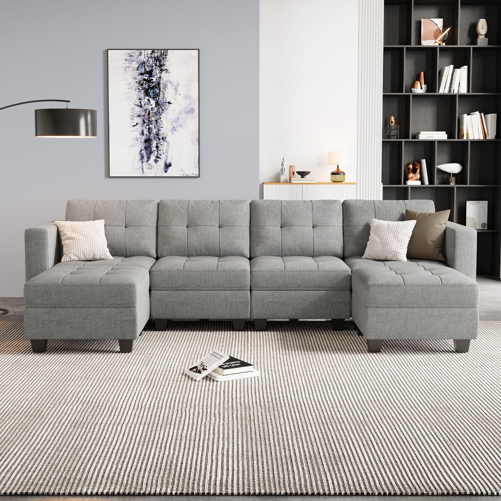 Belffin 6 Seats + 6 Sides Modular Weave Sofa with Storage Seat