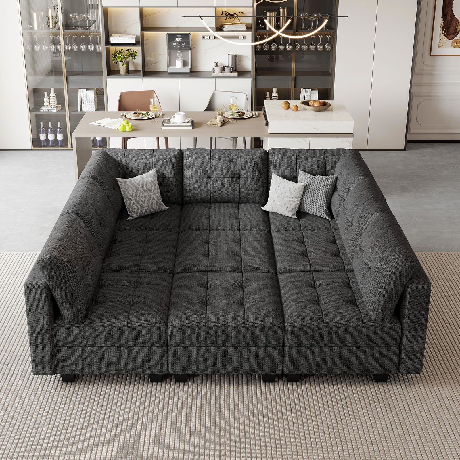 Belffin 9 Seats + 9 Sides Modular Weave Sofa with Storage Seat