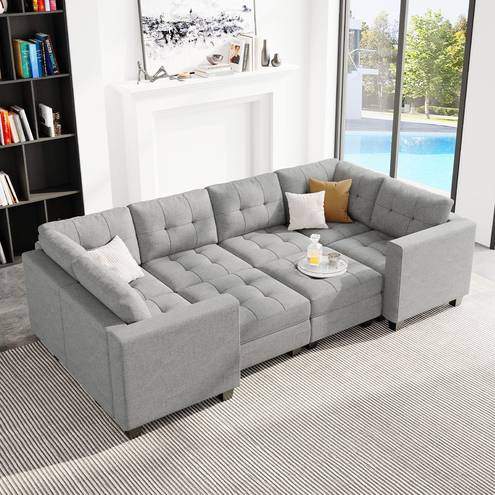 Canapé-lit modulaire Belffin 8 places + 10 côtés avec siège de rangement