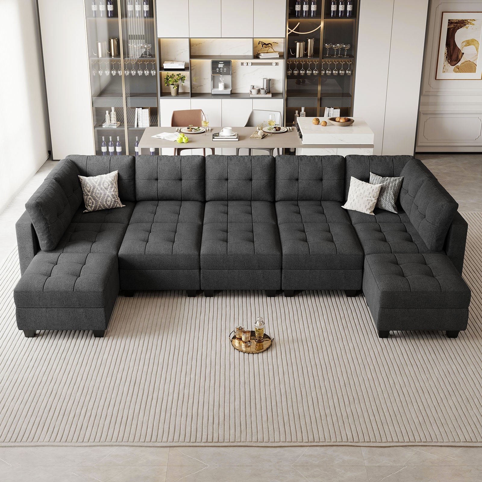 Belffin 12 Seats + 9 Sides Modular Weave Sofa with Storage Seat