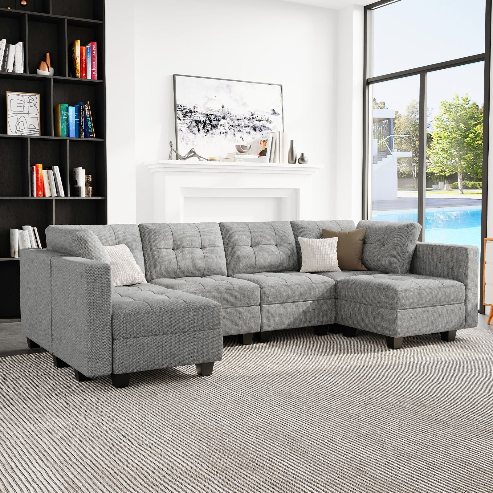 Belffin 6 Seats + 8 Sides Modular Weave Sofa with Storage Seat