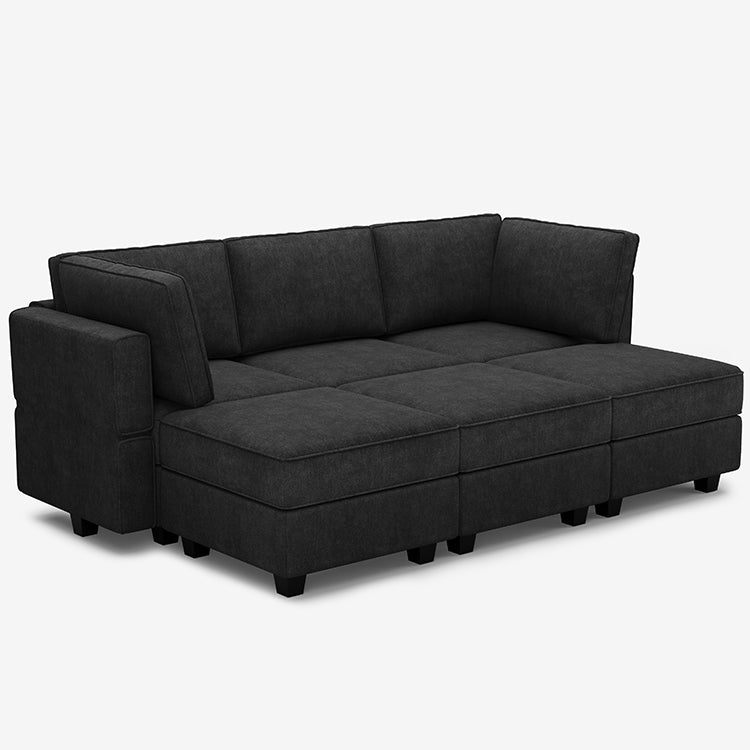 Belffin 6 Seats + 5 Sides Modular Terry Sleeper Sofa with Storage Seat